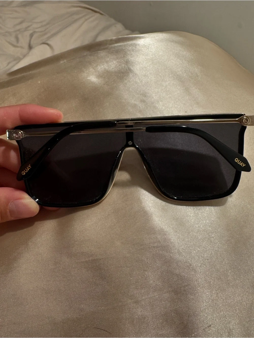 Quay Australia Black Oversized Shield Sunglasses